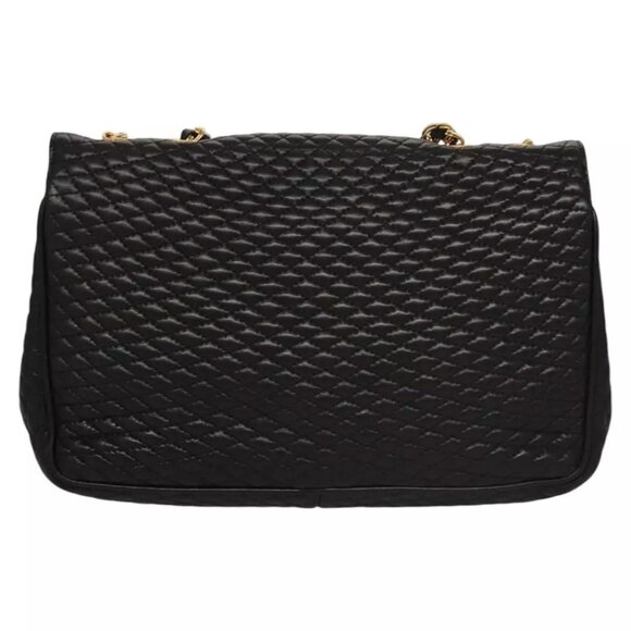 BALLY Quilted Chain Shoulder Bag Leather Black Auth 109809 - Picture 2 of 16